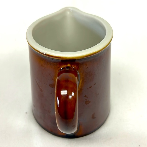 Retro ceramic   HALL restaurant-ware   brown  glazed  exterior creamer USA - Picture 2 of 7